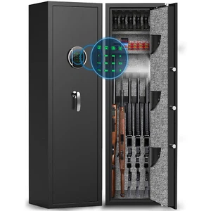 3-5 Gun Safe,Rifle Safe with Dual Alarm System,Silent Mode,3 Adjustable Gun Slot - Picture 1 of 6