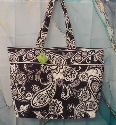 VERA BRADLEY Midnight Paisley Large Black&White Grand Tote Bag NEW Original TAG - Image 1 of 4