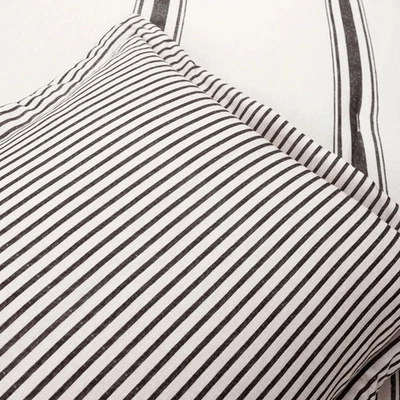 Juego de edredón de 3 piezas a rayas de granja decoración exuberante negro California King Foto 1 de 4