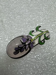 David Sigal Plata de Ley 925 Ovalada Cuarzo Rosa con Esmalte Flores Colgante Dije - Imagen 1 de 20