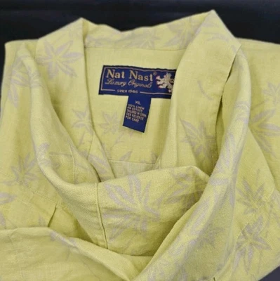 Nat Nast Luxury Originals XL Linen Button Up Tropical Men's Dress Shirt EVC - Image 1 of 4