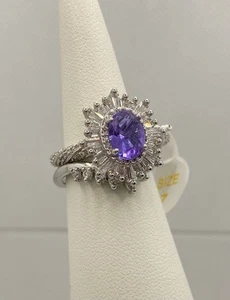 BP Bomb Party Size 7 Ring Set! RBP2436 LC Purple Bright Amethyst Rhodium Plated - Picture 1 of 4