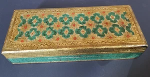 Larger Vintage Florentine Italian Box Gold/Wood -- 11.5 x 4.5 x 2 inches - Picture 1 of 7