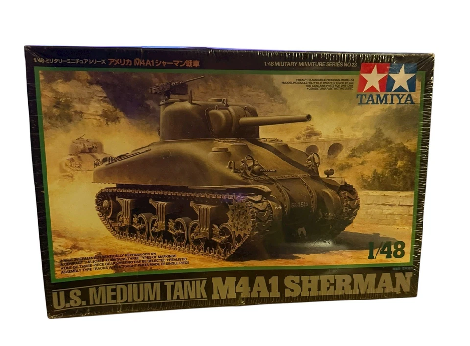 Tamiya - WWII US Medium Model Tank M4A1 Sherman - 1:48 Die Cast Brand New/Sealed - Image 1 of 4