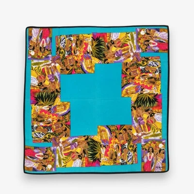 Vintage 90s Fiorucci Handkerchief Neckerchief Hand-painted Artwork Square Scarf - Image 1 of 4