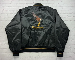 NEW Vintage Snap-On Tools Satin Jacket L Horizon Black Embroidered Coat 80s USA - Picture 1 of 11
