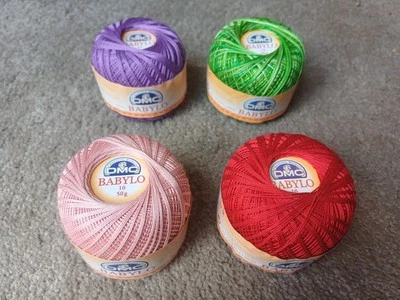 Destash Yarn. DMC Crochet Cotton Size 10, 4 x 50g, Mixed Colours. - Image 1 of 2