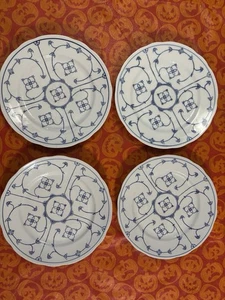 Set Of 4 Winterling Strawflower Indian Blue Scallope Plates 9” READ Bavaria - Picture 1 of 11