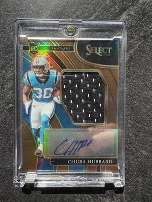 2021 Panini Select Signature RPA Prizm Chuba Hubbard (JRS-CHU) 11/49 Rookie Auto - Image 1 of 4