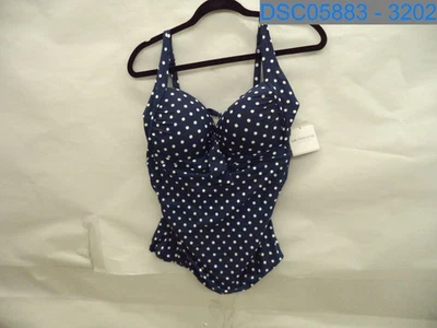 Top de mujer Liz Claiborne X-Large azul/blanco a lunares, cintura = 26" Foto 1 de 4