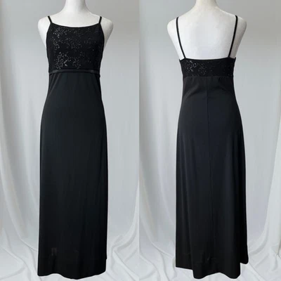 Vintage Y2K Byer también! Maxi Vestido Formal California Negro Correa Espagueti Talla M Foto 1 de 4