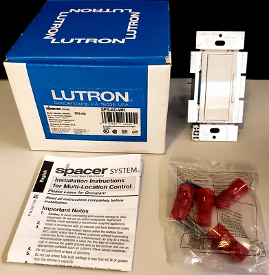 LUTRON 白色 SPS-AD-WH 配件调光器 全新 未安装 ~ 适用于间隔系统 — 第 1/4 张图片