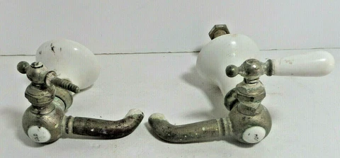 vintage brass ceramic faucets hot cold Cover