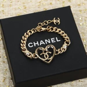 CHANEL Light Gold Hardware Hollow Design Crystal Inlaid CCS Bracelet 24C - Picture 1 of 8