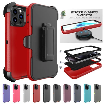 Shockproof Defender Case Cover+Belt Clip For iPhone 14 Pro Max 13 12 11 XS XR 87 - Image 1 of 4