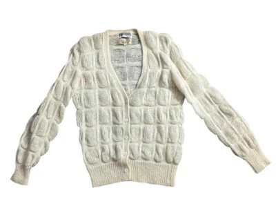 Cárdigan suéter vintage tejido mohair marfil para mujer talla M Wayne Rogers años 70 80 Foto 1 de 4