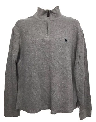 U.S POLO ASSN Pullover 1/2 Zip Sweater Size M Solid Gray Long Sleeves EUC - Image 1 of 4