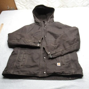 Carhartt Jacket Youth Large Brown Duck Sandstone Berkley Sherpa Lined Hooded - Picture 1 of 22