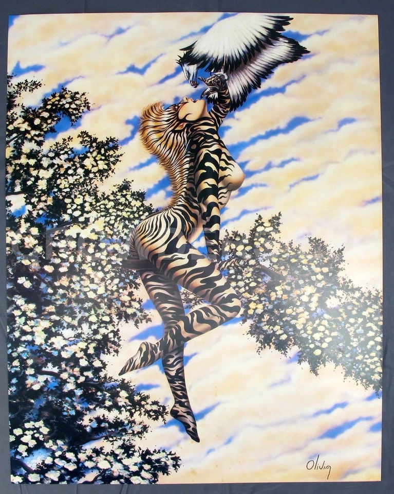 Olivia's ZEBRA LADY III ~ ¡HERMOSA! ~ LITOGRAFÍA STOCK PESADO 19" X 24" Foto 1 de 4