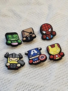Set Of 6: Marvel Superheroes Shoe Charms, Crocs, Croc Style Shoes, Superhero - Picture 1 of 14