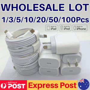 Bulk Lot 20W USB Type-C Wall Adapter Quick Fast Charger PD Cord Power For iPhone