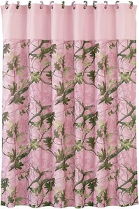 HiEnd Accents Oak Camo Shower Curtain, Pink (C5) - Picture 1 of 1
