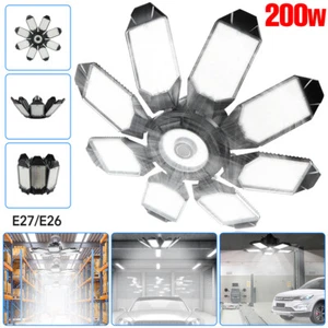 200W E27/E26 Deformable Ceiling LED Garage Light for Basement Workshop Warehouse - Picture 1 of 14