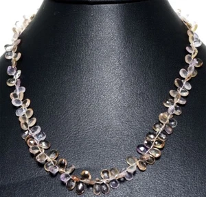 Gehna Jaipur Ametrine Gemstone Faceted Almond Shaped Bead Necklace NS-1367 - Picture 1 of 3