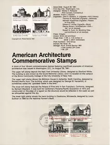USPS FDC Souvenir Sheet American Architecture Block Of 4 Scott #1931A - Picture 1 of 2