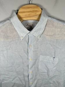 Peter Miller 100% Linen Crown Cool Shirt Mens XXL Blue/White Stripe Button Up - Picture 1 of 6