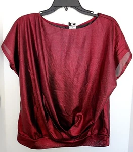 Ladies Medium Short Sleeve Candy Apple Red holiday wrap blouse New CLEARANCE - Picture 1 of 4