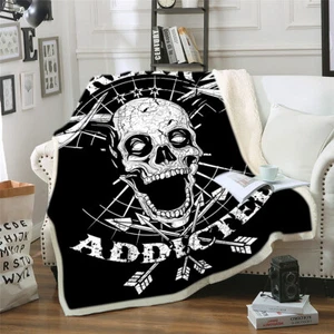 Skull Arrow Soft Mink Faux Fur Throw Sherpa Fleece Warm Large Sofa Bed Blanket - Picture 1 of 5