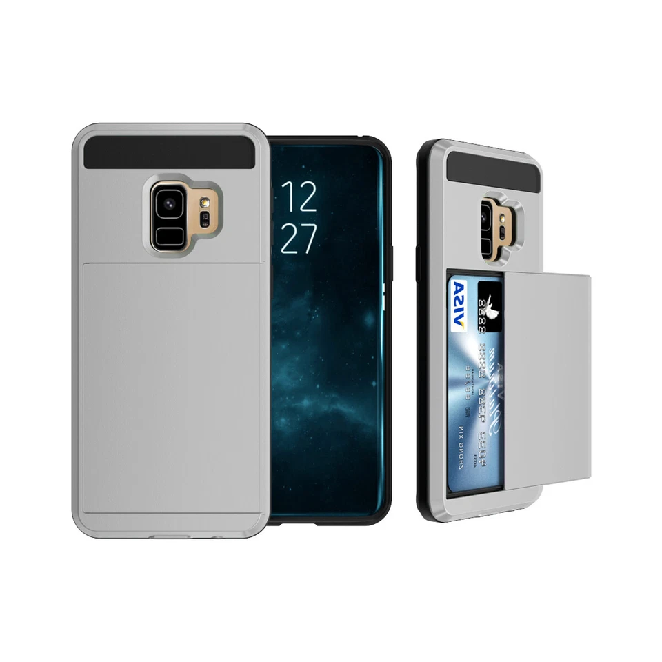 For Samsung S23 Ultra S22 S20 S10 S9  Hybrid Card Holder Shockproof Case Cover - Image 1 of 4