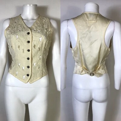 Vtg Jean Paul Gaultier Ivory Cutout Vest S — 第 1/4 张图片