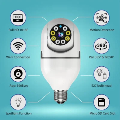 Light Smart Bulb 360 Security Camera - Image 1 of 4