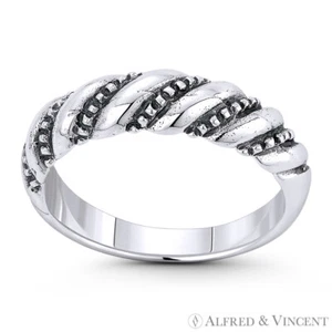 Anillo crossover de cuerda en espiral de 2,5 mm banda apilable plata esterlina 0,925 - Imagen 1 de 1