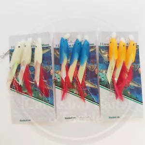 Jumbo Hokkai Rig 3 Size 6/0 Hooks Sea Fishing Tackle Rigs Lures Cod Mackerel - Picture 1 of 17