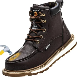 Kelodon wasserdichte Stahlzehenstiefel für Herren - 6" Leder Arbeitsstiefel US Größe 13 - Bild 1 von 8