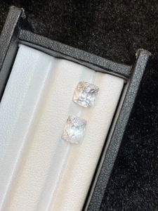 3.20ct Natural White Topaz Cushion Cut Pair Gemstones for Jewelry Making - Picture 1 of 3