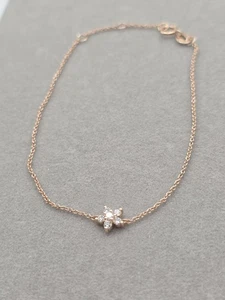 14K Solid Rose Gold Star Bracelet – Lab-Grown Diamond, AU585, Adjustable 19cm - Picture 1 of 4