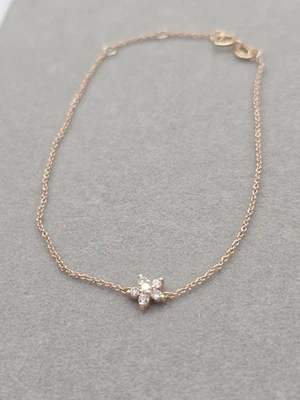 14K Solid Rose Gold Star Bracelet – Lab-Grown Diamond, AU585, Adjustable 19cm - Image 1 of 4