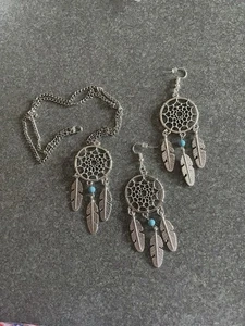 Turquoise Dream catcher Earrings And Necklace Set - Picture 1 of 1