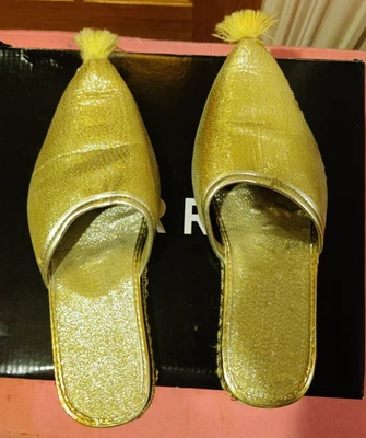 Zapatillas de Noche Babouche Henna Doradas con Pompones - 6.5 (EU37) Foto 1 de 3