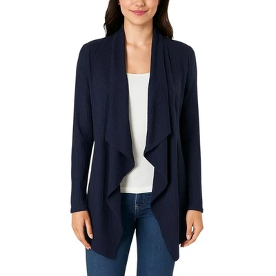 Velvet by Graham & Spencer Women's Blue Draped Front Long Sleeve Cardigan Size S - Image 1 of 4