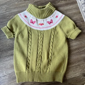 Gymboree Preppy Butterfly Floral Green Cableknit Sweater Sz Lg 10/12 - Picture 1 of 7