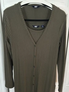 NEW Women's Lands End 2 Piece Long Cardigan Sweater Set Green Size Small - Picture 1 of 18