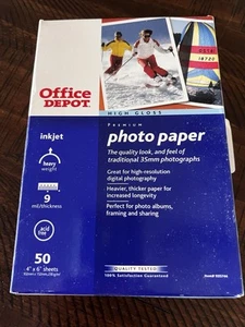 Office Depot For Making Photo Gloss for InkJet Printers Size 4"X6" 450 Sheets - Afbeelding 1 van 6