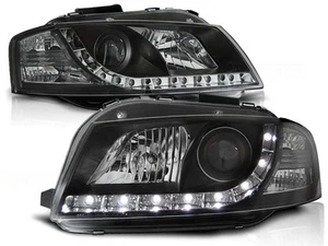 Coppia di Fari Anteriori LED DRL Look per AUDI A3 8P 2003-2008 Daylight Neri SON - Imagen 1 de 18