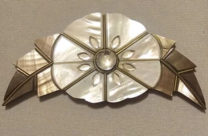 Broche colgante de cuentas con incrustaciones de abulón de mosaico de flores marrones artesanal acrílico con cuentas - Imagen 1 de 7
