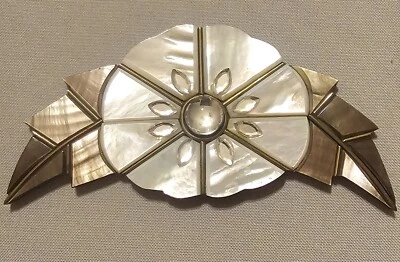 Broche colgante de cuentas con incrustaciones de abulón de mosaico de flores marrones artesanal acrílico con cuentas Foto 1 de 4